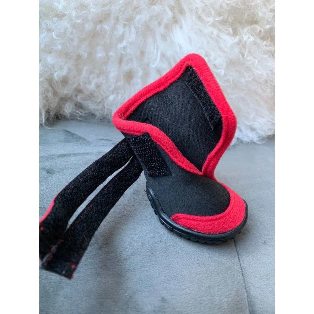 Dog Boots Set  High Ankle Booties Stretch Supportive - Set Of 4-XS Black and Red
